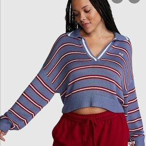 Victoria Secret Striped Blue and Red Sweater Large
